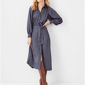 Ann Taylor Button front heart print shirt midi dress size 6